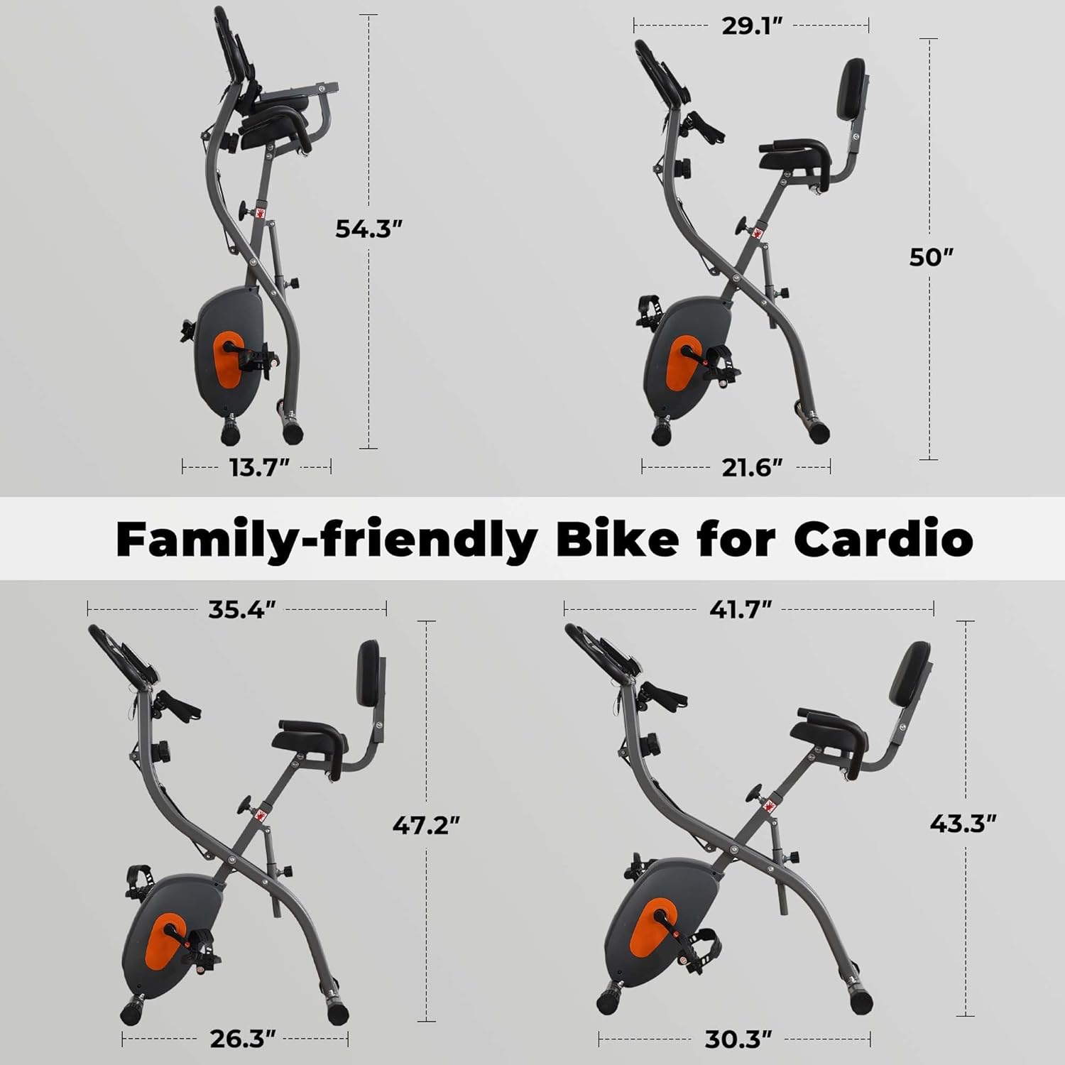 Exercise Bike Stationary Bike for Home Folding Exercise Bike with Arm Resistance Bands &Pulse Sensor LCD Monitor Recumbent Exercise Bikes for Home Workout