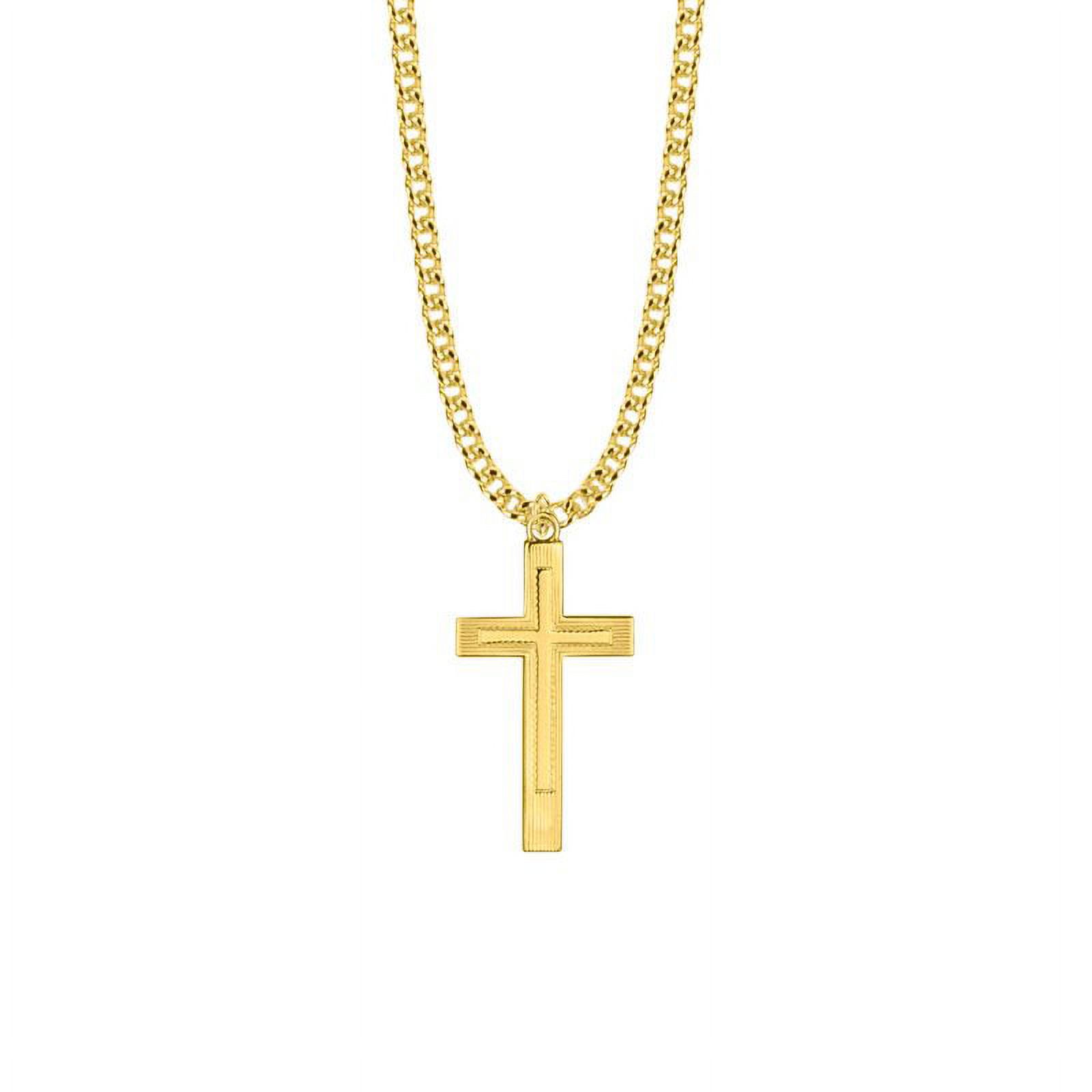 Extel Large 14KT Gold Plated Over Sterling Silver Lined Inner Cross Pendant for Men with 24" chain