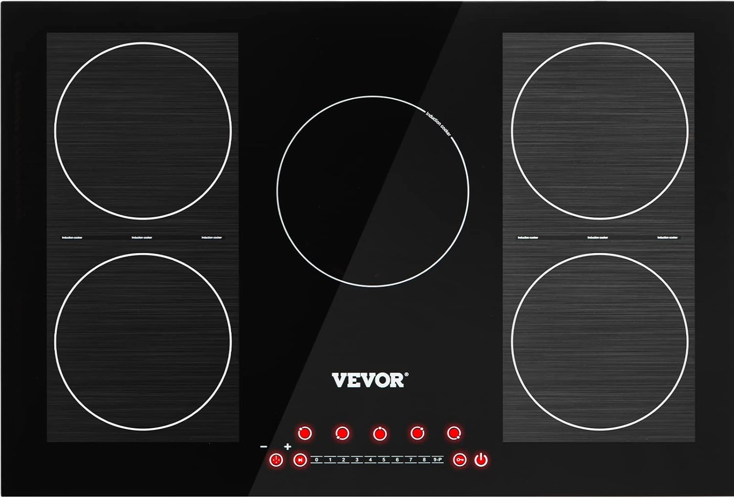 VEVOR Built-in Induction Electric Stove Top 5 Burners,35 Inch Electric Cooktop,9 Power Levels & Sensor Touch Control,Easy to Clean Ceramic Glass Surface,Child Safety Lock,240V
