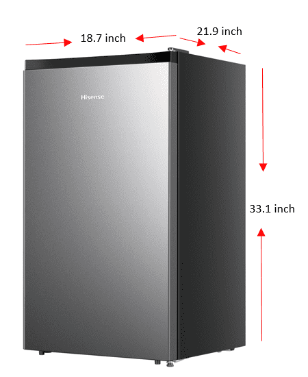 Hisense 4.4 Cu ft. Single Door Mini Fridge with Chiller, Silver 18.7 Width