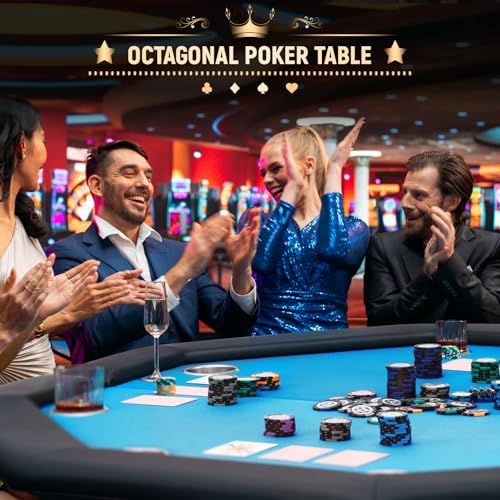 ECOTOUGE Game Poker Table w/Stainless Steel Cup Holder Casino Leisure Top Texas Hold'em Table for 8 Player with Leg, Green Felt