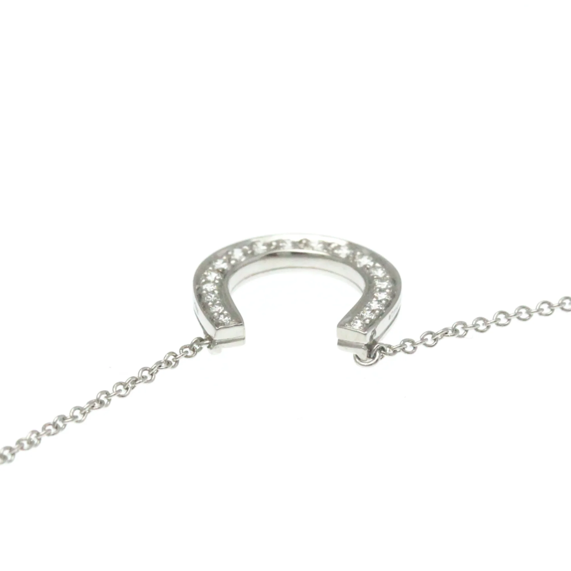 Pre-Owned Tiffany Horseshoe Necklace Platinum Diamond Men,Women Fashion Pendant Necklace (Silver) (Good)
