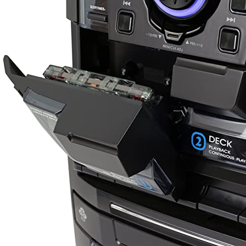 Jensen® Bluetooth® 3 Speed Stereo Turntable 3 CD Changer Music System with Dual Cassette Deck, Pitch Control and Remote Control