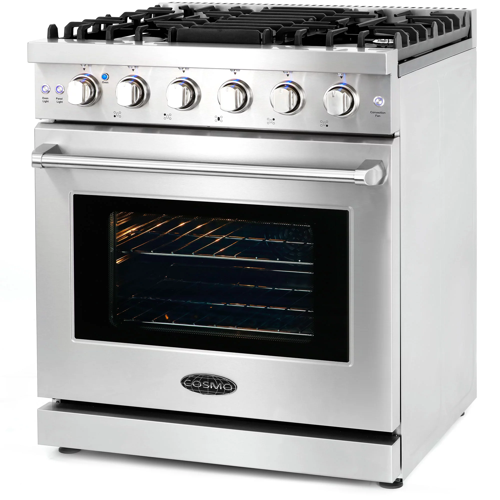 Cosmo 2 Piece Kitchen Appliance Package with 30" Free Standing Gas Range Kitchen Stove & French Door Refrigerator Kitchen Appliance Bundles