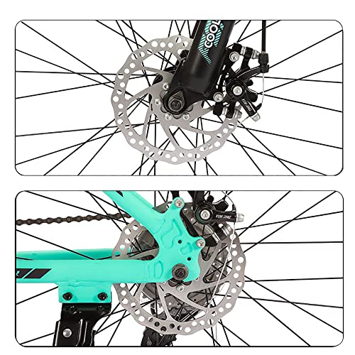 26” Mountain Bike, Disc Brake 27 Speed Bicycle Front Suspension, Hardtail Mountain Bikes Alloy Frame, Men and Women Universal Cross-Country Mount