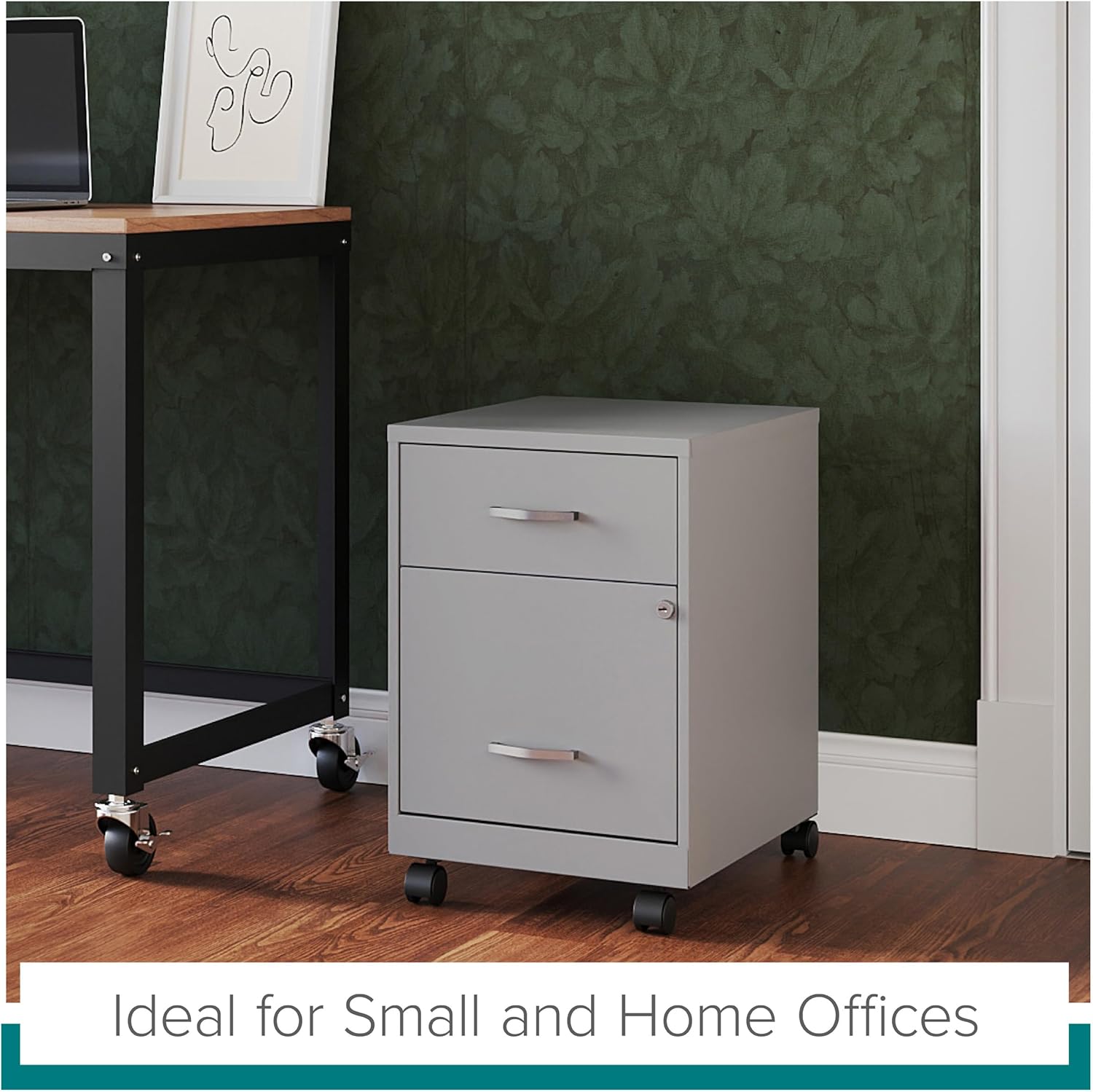 Space Solutions 18" D 2 Drawer Mobile Metal Vertical File Cabinet - Arctic Silver