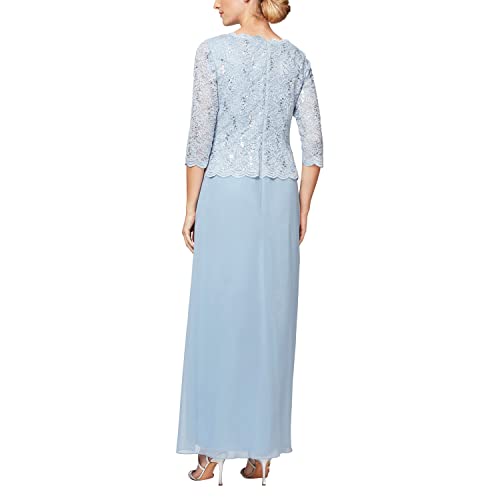 Alex Evenings Women's 3/4 Sleeve Stretch Lace Bodice One Piece Mother of The Bride Dress (Petite and Regular Sizes)