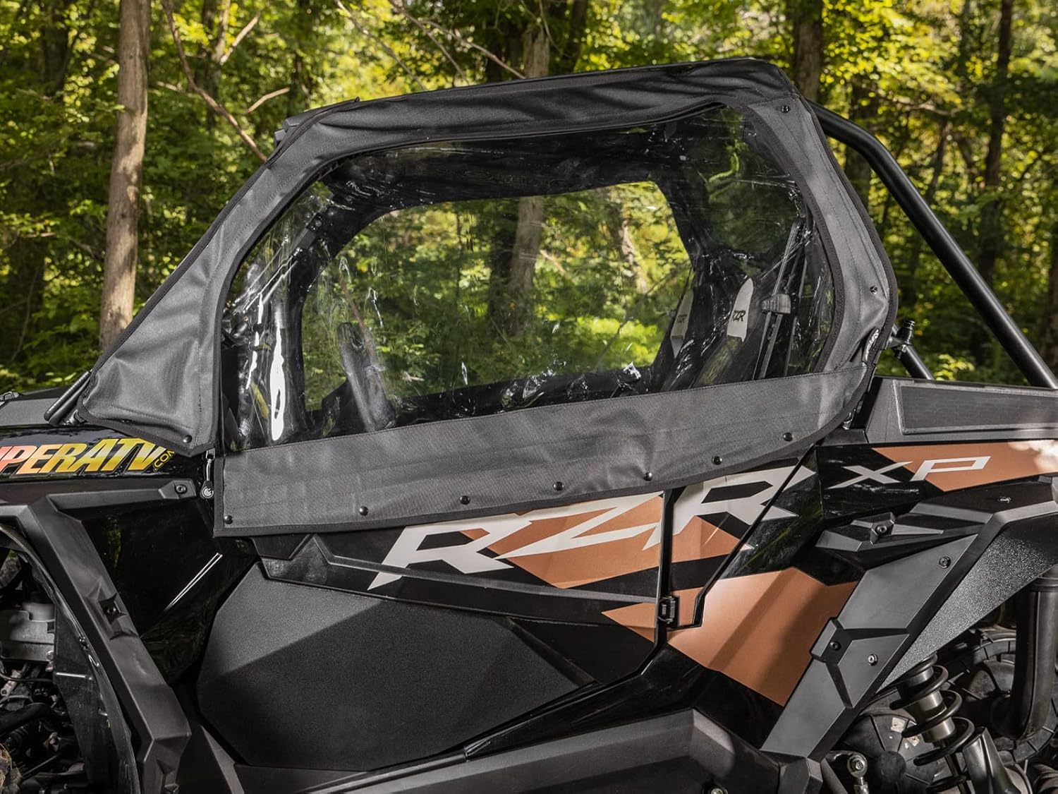 SuperATV Primal Soft Cab Enclosure Upper Doors for 2015-2020 Polaris RZR S 900-2 Upper Doors - Resistant to Water, Tears, UV Rays - Velcro Strips and Snaps Hold Doors Securely to Frame - USA Made