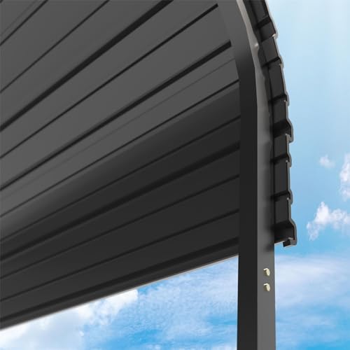 MUPATER 10 x 15 FT Heavy Duty Metal Carport, Outdoor Garage Car Shelter Shade with Heavier Metal Frame, Metal Roof and Bolts for Car, and Boats, Grey