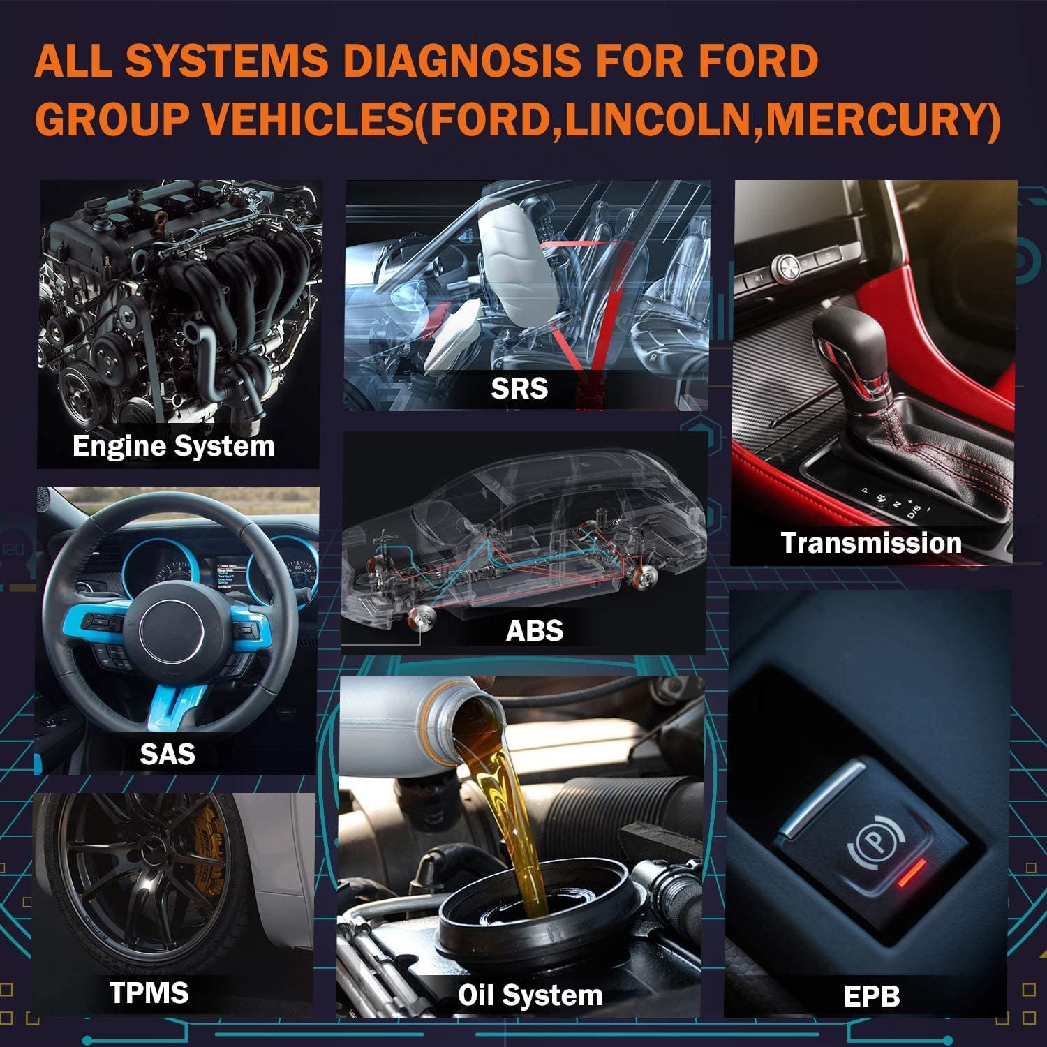 ANCEL FD700 All System OBD2 Scanner for Ford Vehicles Automotive Code Reader Diagnostic Scan Tool with SRS SAS Calibration Oil TPMS IQA EPB BMS DPF Regen EGR Reset