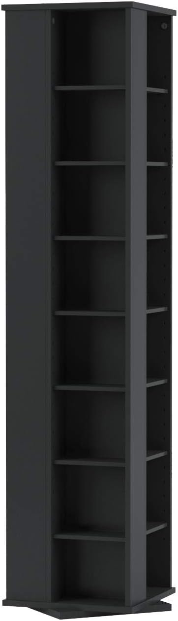 Prepac Large Four-Sided Spinning Tower Storage Cabinet, Black
