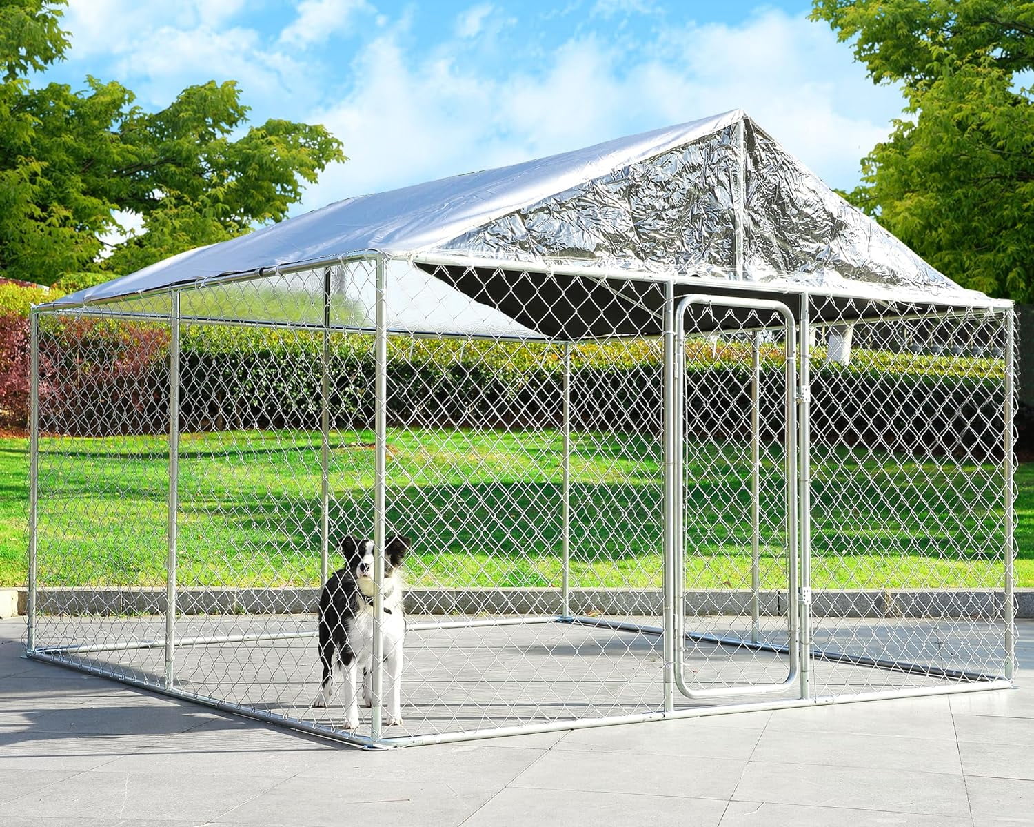 Haverchair Large Dog Kennel Outside with Roof, 9.8 x 9.8 x 6.5FT Outdoor Dog Kennel Cage Run Heavy Duty Dog Playpen Pen with Secure Lock, 118.1"x118.1"x82.6"