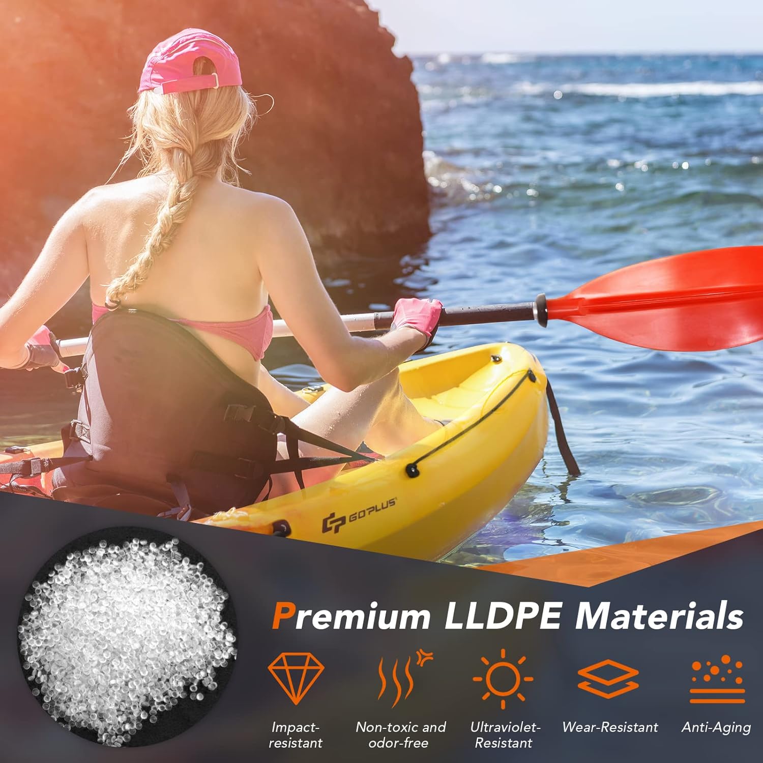 10.2FT Sit-On-Top Fishing Kayak, Portable Surfing Kayak Raft with Aluminum Paddle & Bungee Storage, 1-Person Recreational Kayak Boat for River, Lake & Sea
