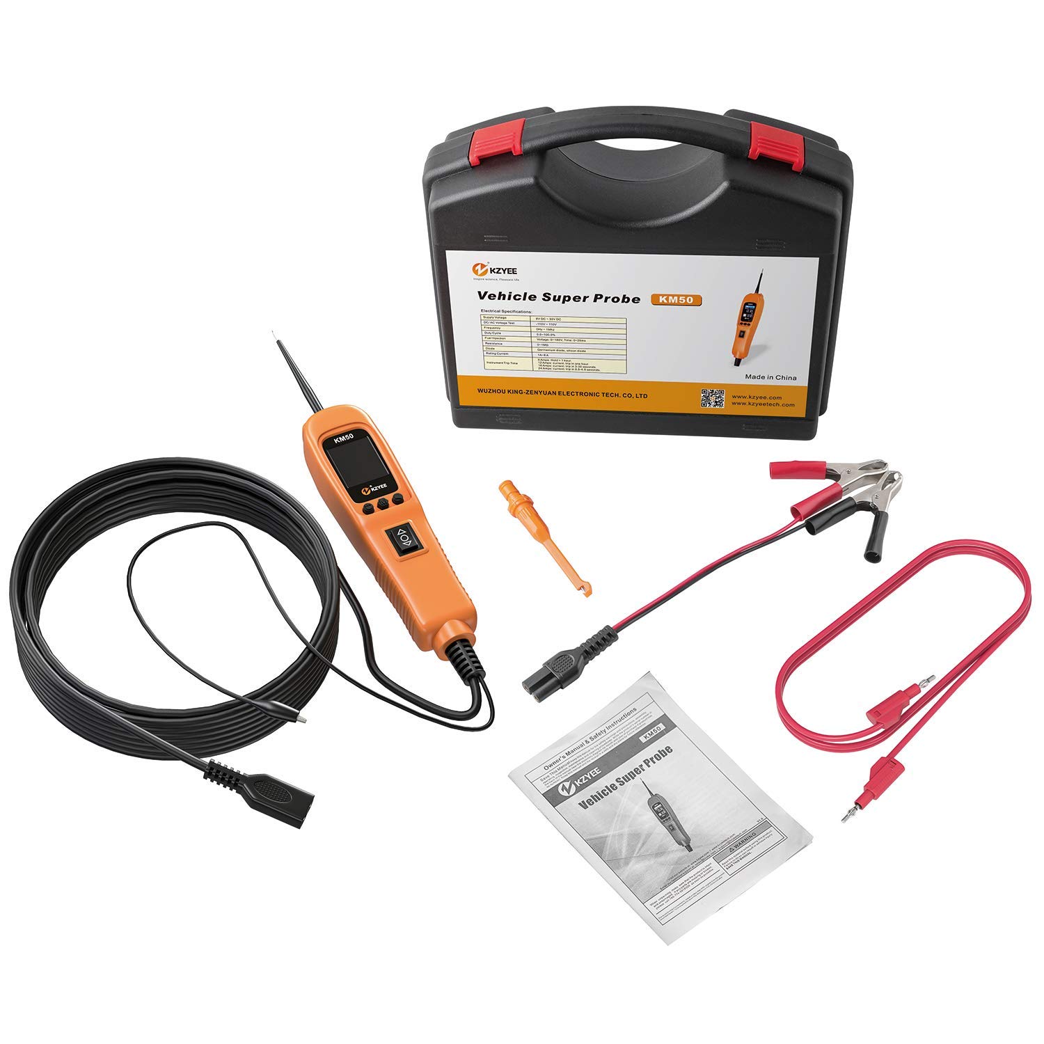 KZYEE KM50 Power Circuit Probe Kit, 12V 24V Automotive Circuit Tester Electrical System Tool, Frequency Duty Cycle Fuel Injection Circuit, AC DC Resistance Digital Voltage Tester, Short Finder