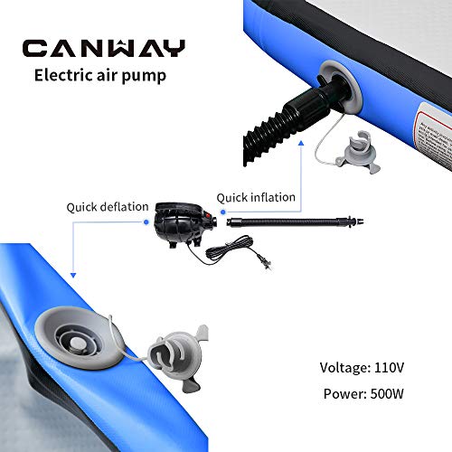 CANWAY Air Tumble Track Inflatable Gymnastics Mat, 10ft/13ft/16ft/20ft Gymnastics Training Mat with Electric Air Pump for Home/Outdoor/Gym/Cheerleading/Yoga