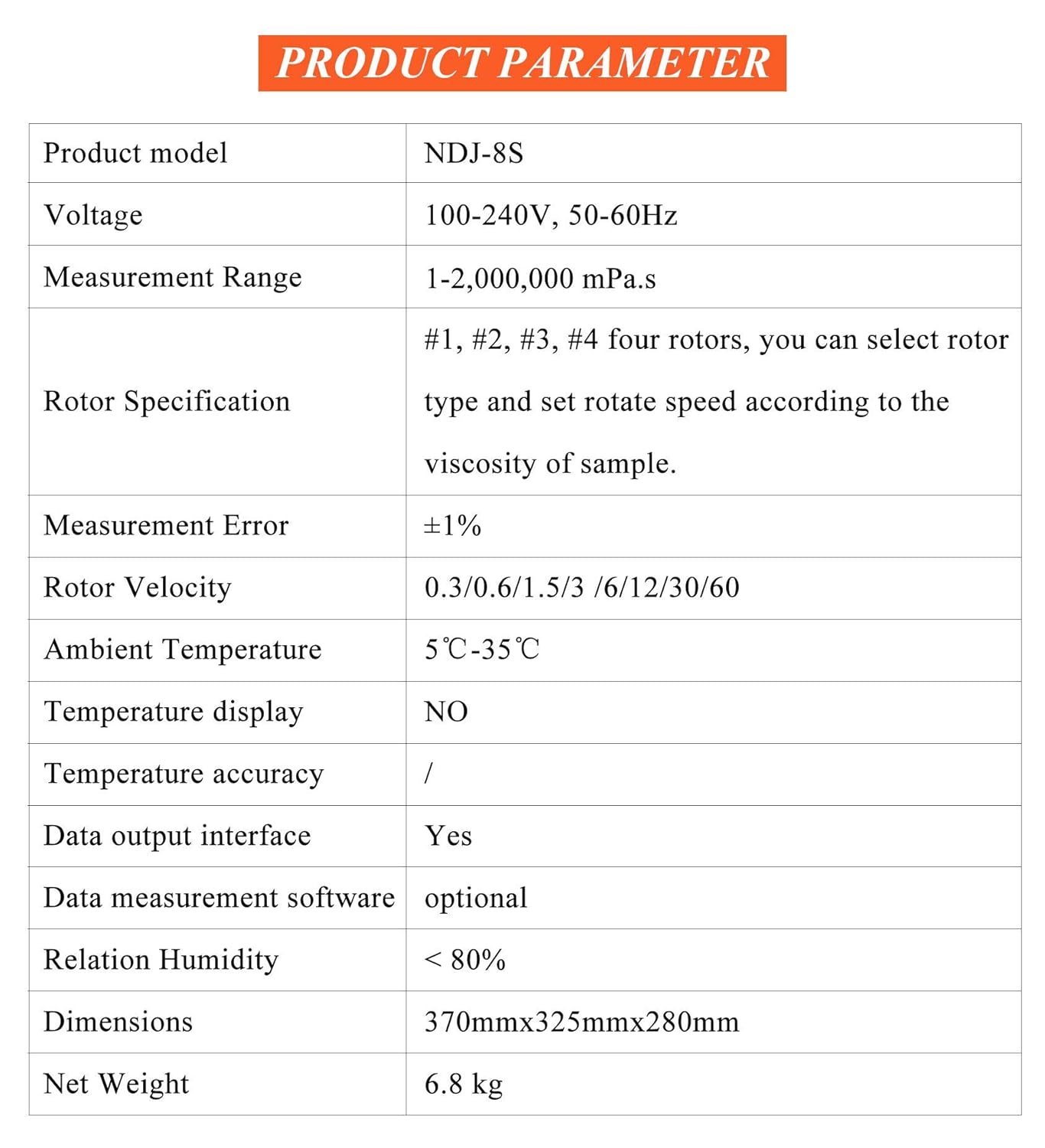 Digital Rotary Viscometer with Temp. Probe 10-6, 000,000 mPa.s Viscosity Meter Tester with Data Communication and Printing Software, ±3% 110V