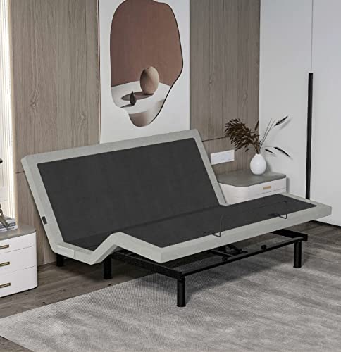 California King Adjustable Bed Base with 10 Inch Gel Memory Foam Mattress - Dual Massage - USB Ports - Zero Gravity - Underbed Light - Wireless Remote