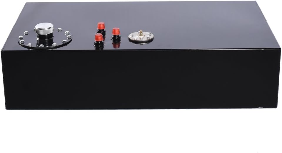 Autoforever 17 Gallon 65L Top Feed Fuel Cell Universal Aluminum Polished Racing Street Drifting Fuel Cell Gas Tank with Level Sensor and Quick Release Fuel Cap Black