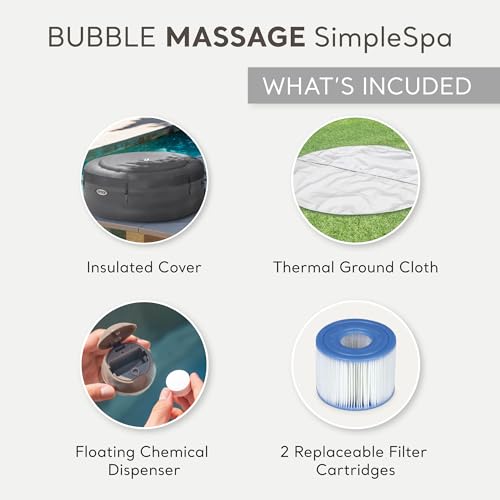 INTEX SimpleSpa Inflatable Hot Tub, 6 Person Jet Massage Spa with Built-in Pump and Cover - Portable Outdoor Tub with Bubble Jets for Home, Backyard, and Patio