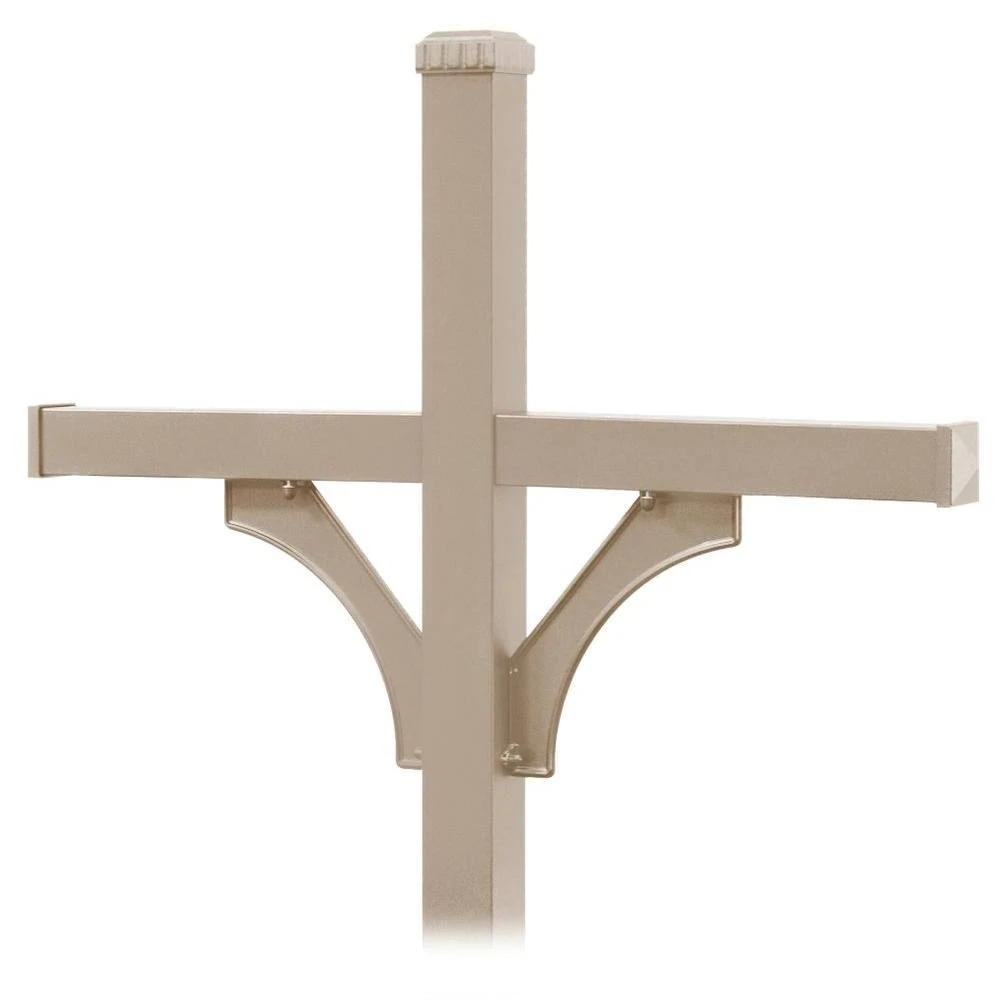Salsbury Industries 4874BGE Deluxe Mailbox Post - 2 Sided for (4) Mailboxes - In-Ground Mounted - Beige
