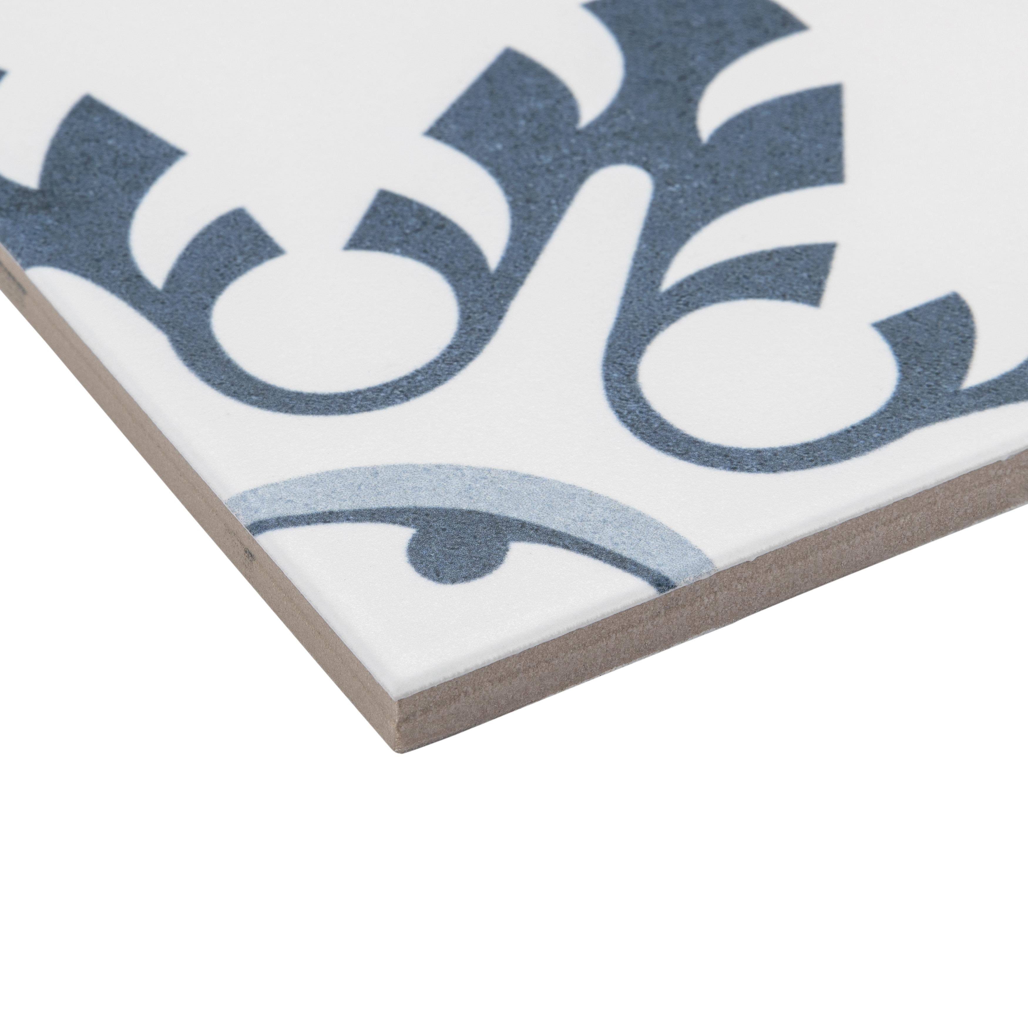 SomerTile Duart Artic Encaustic 9.75x22 x 9.75x22 Porcelain Floor and Wall Tile - Case (16 Tiles)
