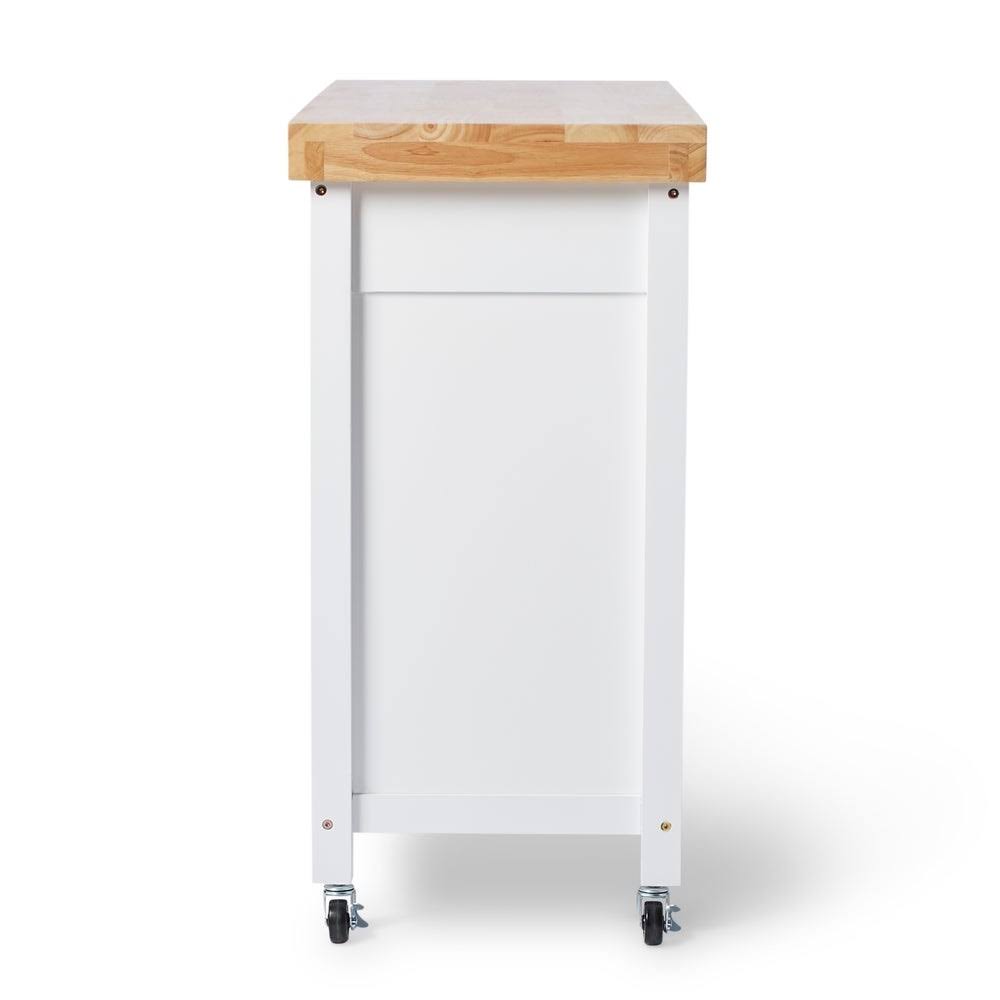 Copper Grove Macaulay Natural Rubberwood Kitchen Island Cart - White