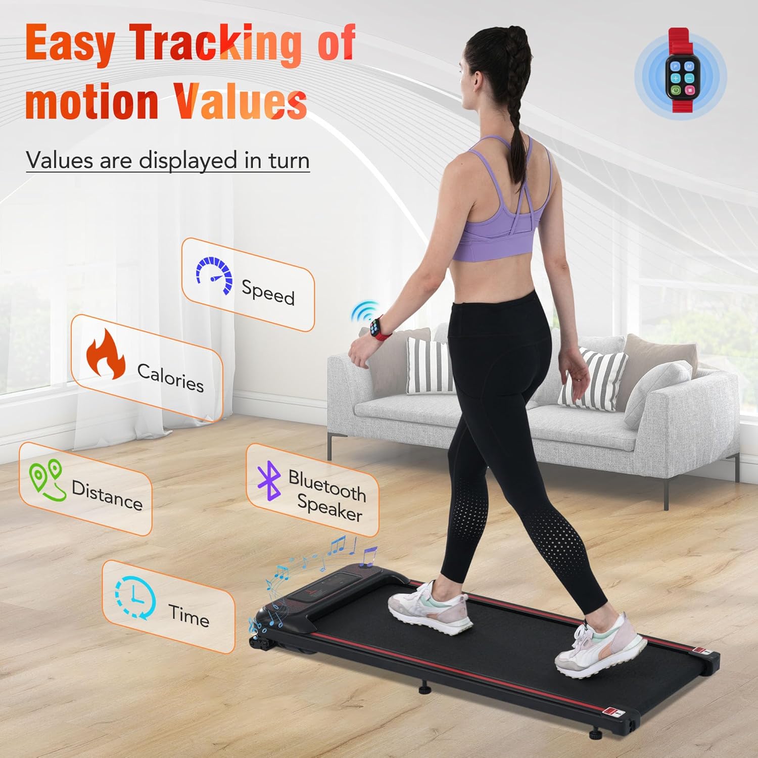 Walking Pad, 2-in-1 2.5HP Treadmill Under Desk Space-Saver for Home & Office, Powerful yet Quiet with Bluetooth Speaker & LED Display, 265lbs Capacity & Remote Control