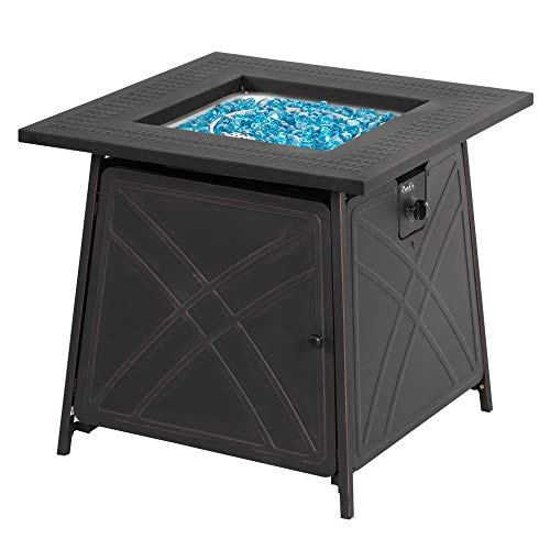 BALI OUTDOORS 50000 BTU Propane Fire Pit with Lid, 28 inch Fire Pit Table Outdoor, Black Firepits for Outside Backyard, Patio