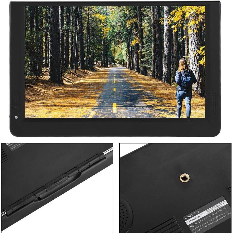 Small Flatscreen TV, Portable Widescreen LCD Display, 12 Portable Widescreen LCD TV with Remote Control Color Screen 1080P ATV/UHF/VHF, 1280800 Digial TV and ATV Support AV in/Out, MMC Card