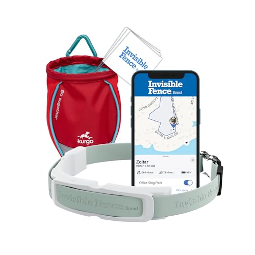 Invisible Fence GPS Dog Fence & Tracking Collar Bundle with Training Flags (White) & Treat Bag (Blue), Wireless GPS Tracker Collar, for Medium & Large Dogs, Waterproof - 1 Year Subscription Included