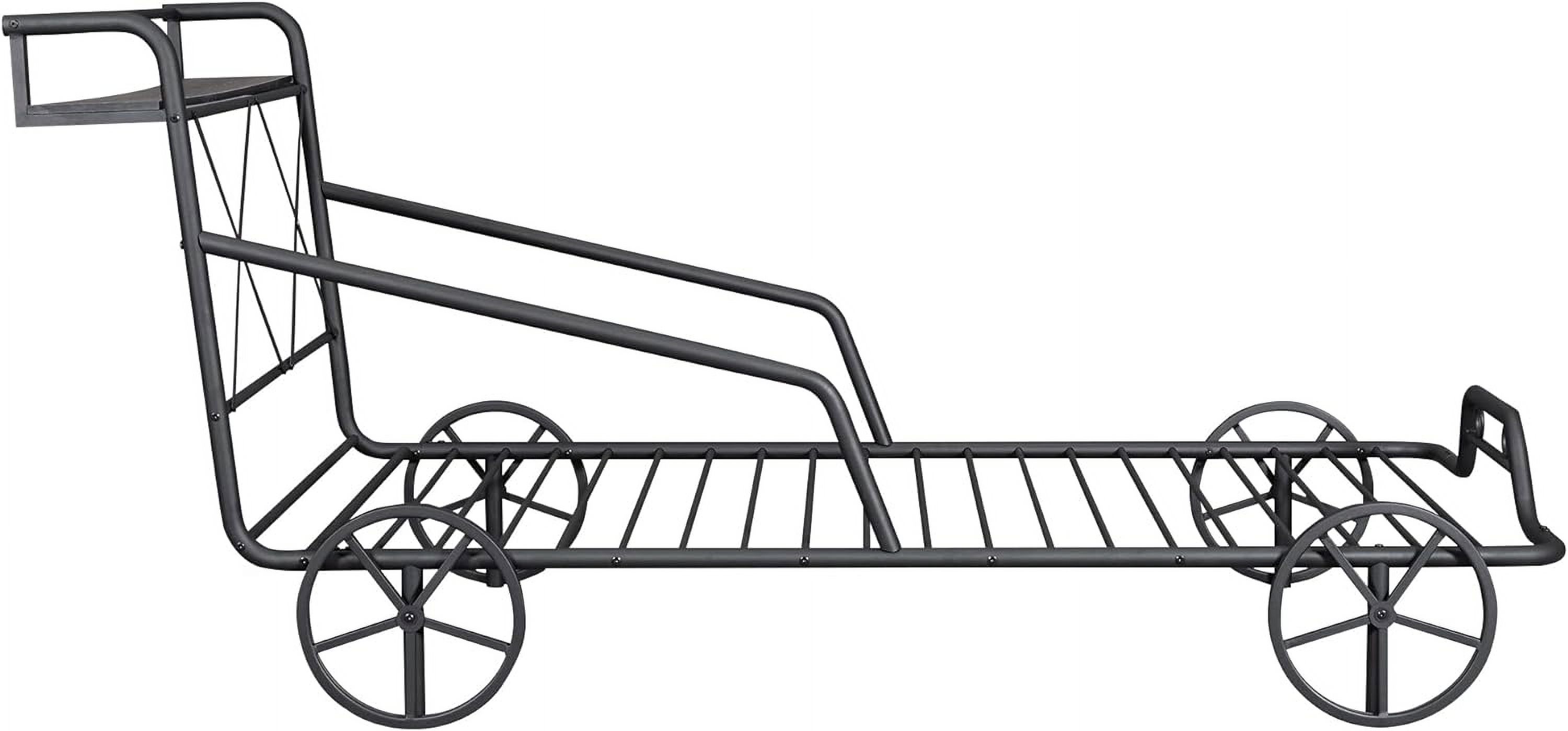 Size Metal Car Bed With Four Wheels For Boys Girls, Guardrails Ad X-Shaped Frame Shelf, Black