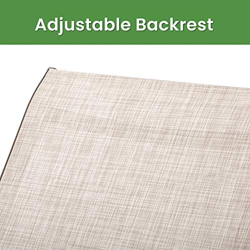 Crestlive Products  Outdoor Adjustable Chaise Lounge Chairs (Set of 2) Beige Fabric, Brown Frame