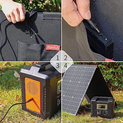 200W Portable Power Station, FlashFish 40800mAh Solar Generator With 110V AC Outlet/2 DC Ports/3 USB Ports, Backup Battery Pack Power Supply for CPAP Outdoor Adventure Load Trip Camping Emergency