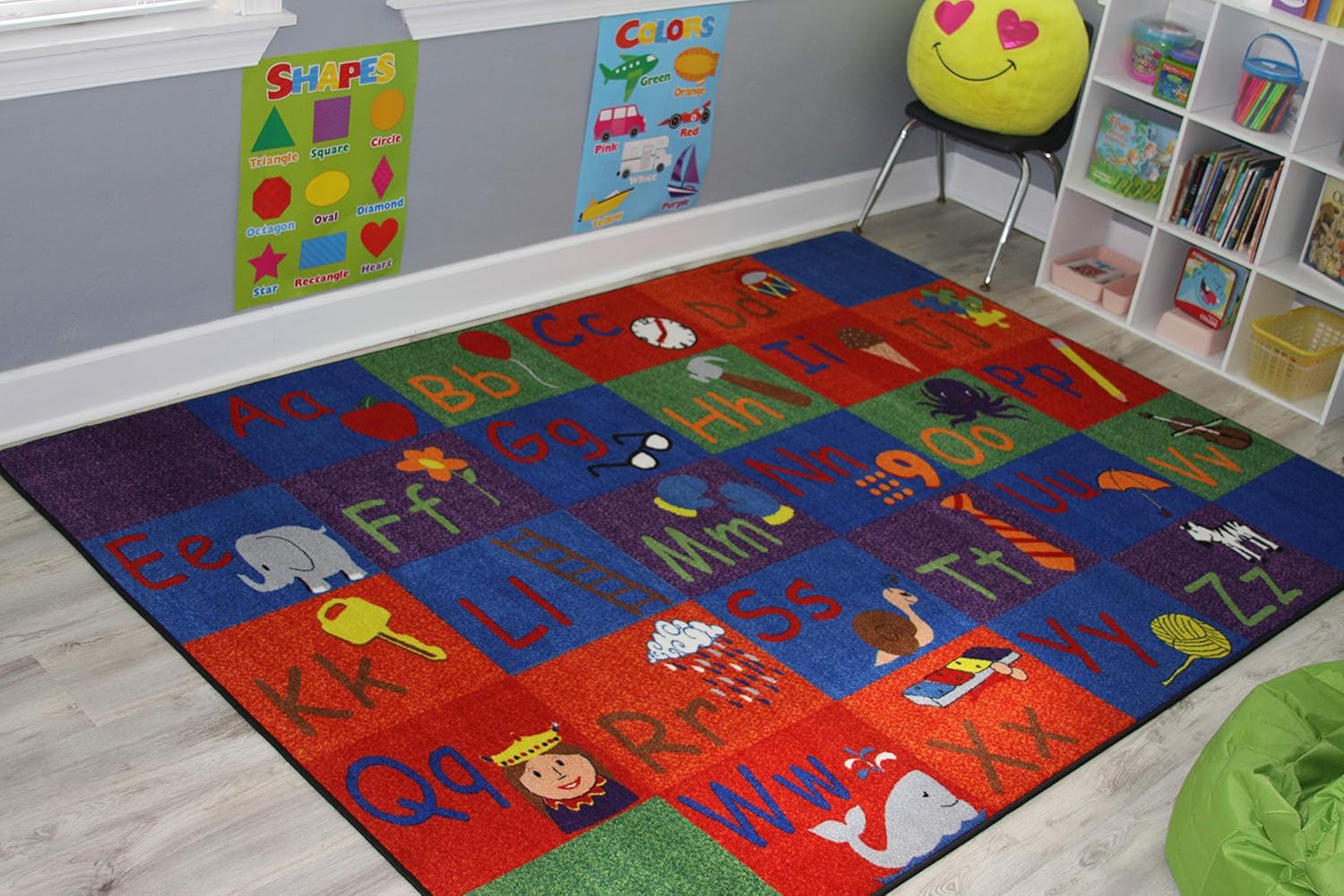 Kid Carpet All in A Row Letter Classroom Rug, 7'6" x 12' Rectangle