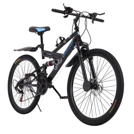 Befoka Mountain Bike,26-inch wheels,21 speeds,Men&sCarbon Steel Full Suspension MTB Bikes Lightweight Aluminum Outroad Bike Blac