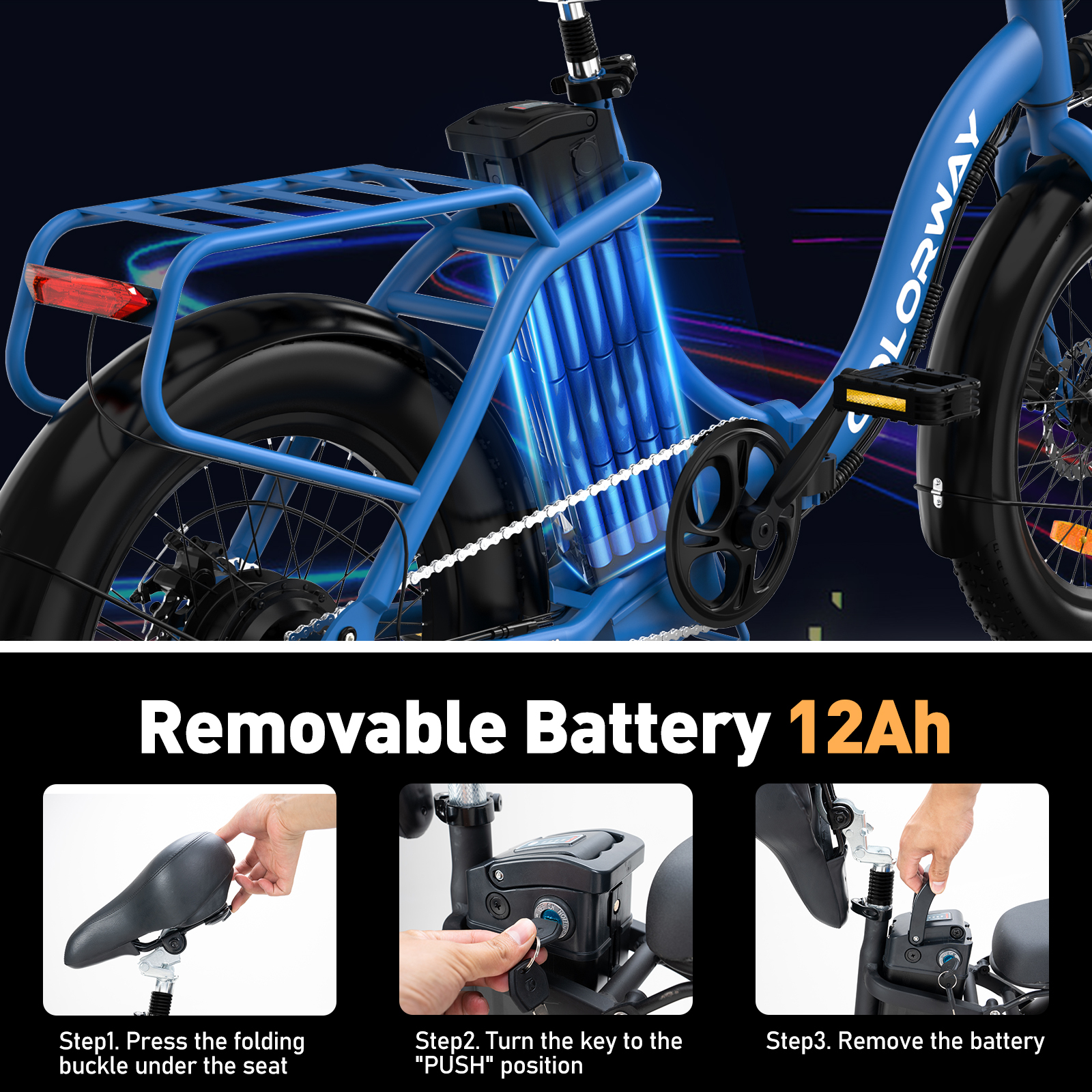 COLORWAY 20x3.0 Fat Tire Electric Bicycles, 12Ah/36V/500W E Bike, 20MPH electric bike for Teenager and Adults BK6MG