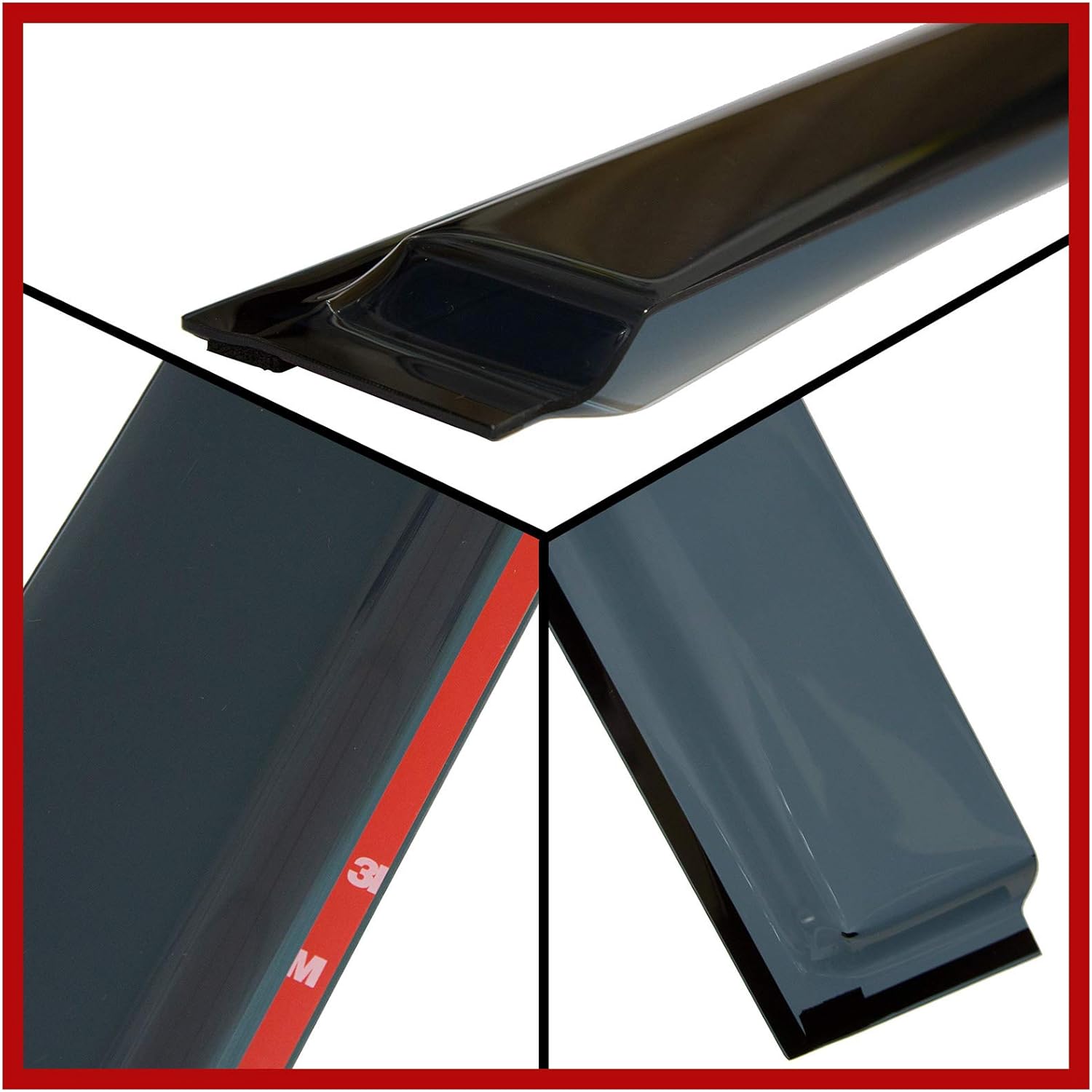 2019 - 2022 Tape-On Dark Tinted Side Window Visor Deflectors Vent Rain Guards for Dodge RAM 1500 Quad cab only 2019 2020 2021 Pack of 2