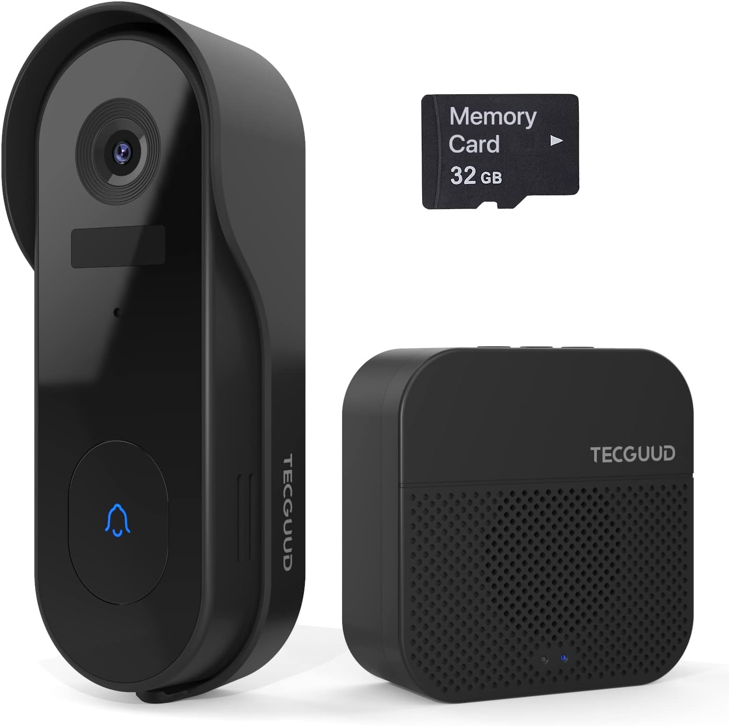 WiFi Doorbell Camera with Chime, Battery Powered Video Door Bell Camera with 32G SD Card, Anti Theft Alarm Trigger, AI Human Motion Detection, 2.4GHz WiFi, 2-Way Audio, 1080P Night Vision