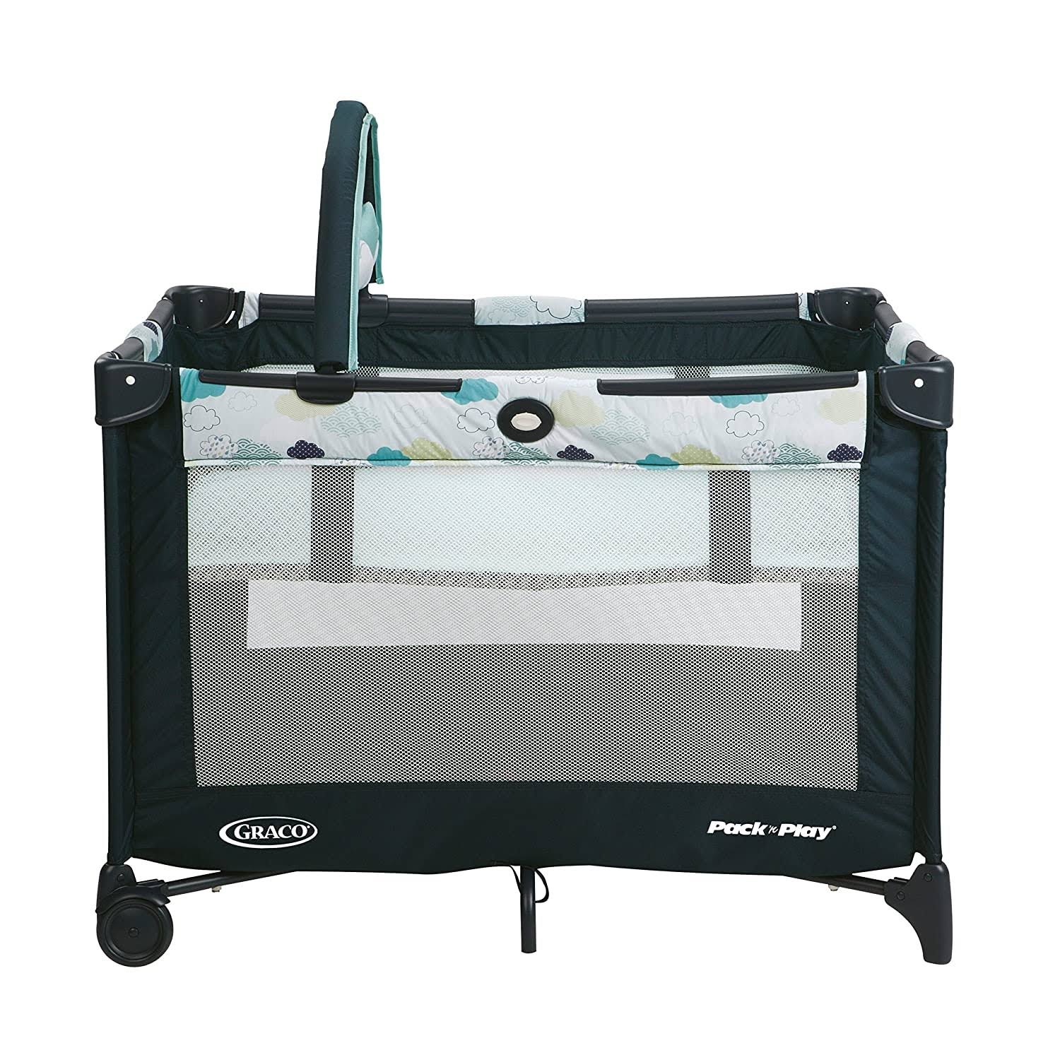 Graco Pack and Play on The Go Playard | Includes Full-Size Infant Bassinet, Push Button Compact Fold, Stratus