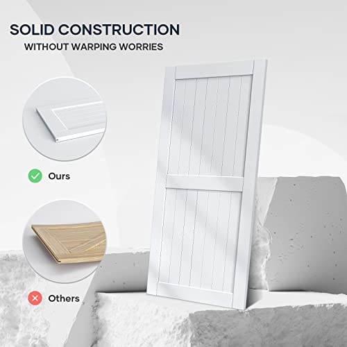 EaseLife 54 x 84 inch White Barn Door with 9FT Sliding Door Hardware Kit Included & Handle,Solid Wood Covered with Waterproof PVC Surface,DIY Assemblely,Easy Install,H-Frame,Fit 50-52in Wide Opening