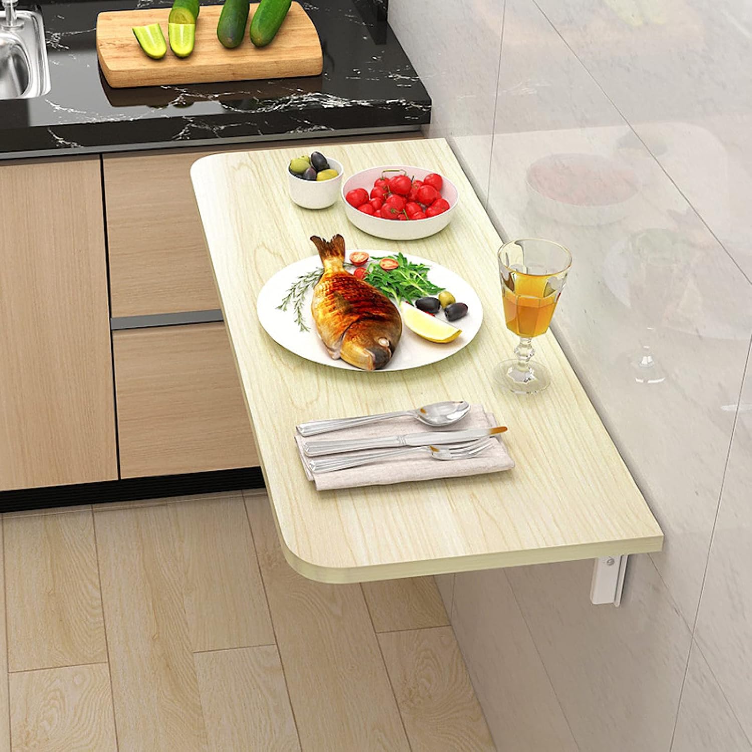 Wall-Mounted,Floating Wall Desk,Drop-Leaf Floating Computer Desk Dining Table for Home Kitchen Office,C-50 * 40cm Fashionable