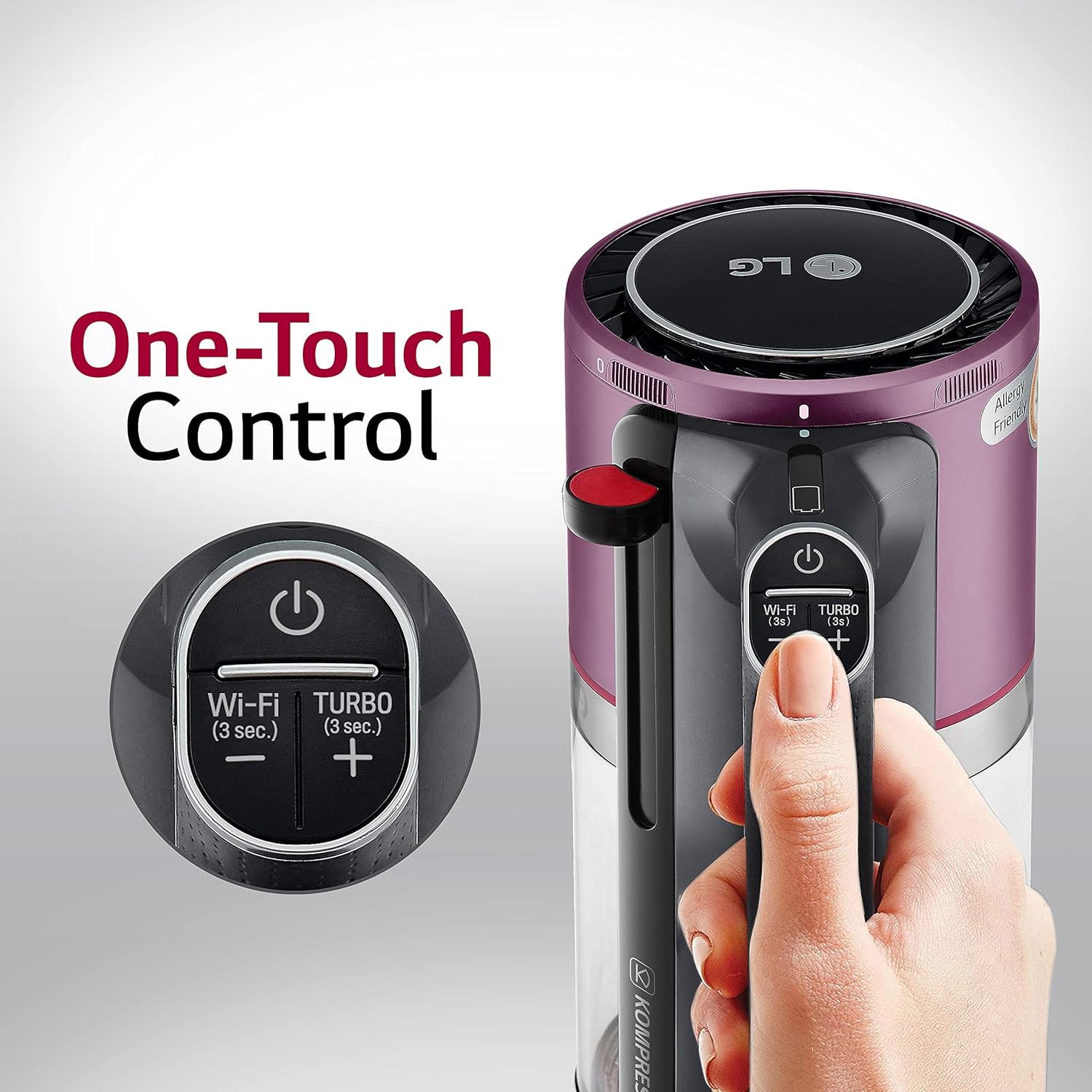 LG CordZero Cordless Stick Vacuum Cleaner, Hard Floor, Carpet, Wet Mop, Car, Powerful Suction, High-Capacity Dust Bin, Extra Battery, Up to 120 Min, Lightweight, A929KVM