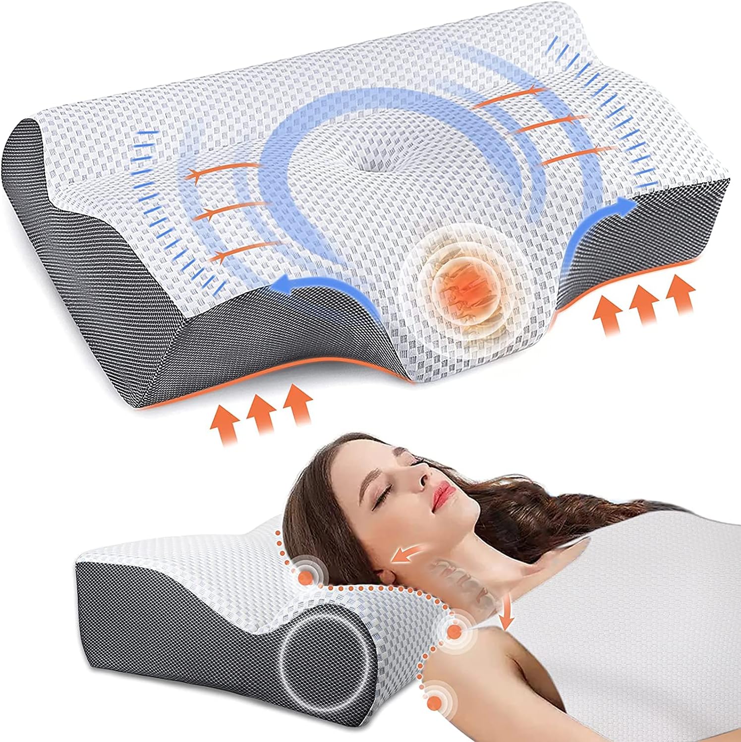 CPAP Pillow for Side Sleeper，IKSTAR Sleep Apnea Pillow for Sleeping, CPAP Nasal Pillows Suit for All CPAP Masks User, Cervical Memory Foam Neck Support Pillow Relief Neck Pain for Side Back Sleepers
