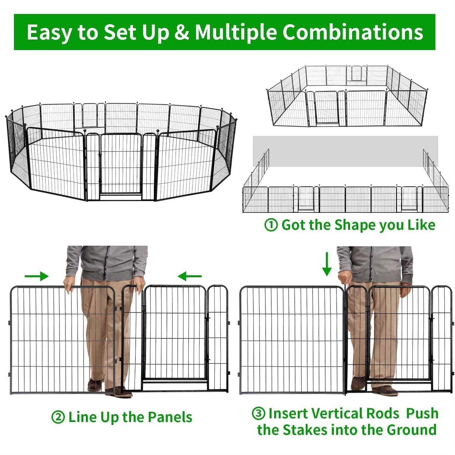 Kfvigoho Dog Playpen Outdoor Panels Heavy Duty Dog Pen Height Puppy Playpen Indoor Anti-Rust Exercise Fence with Doors for Medium/Small Pet - Pet Supplies online store