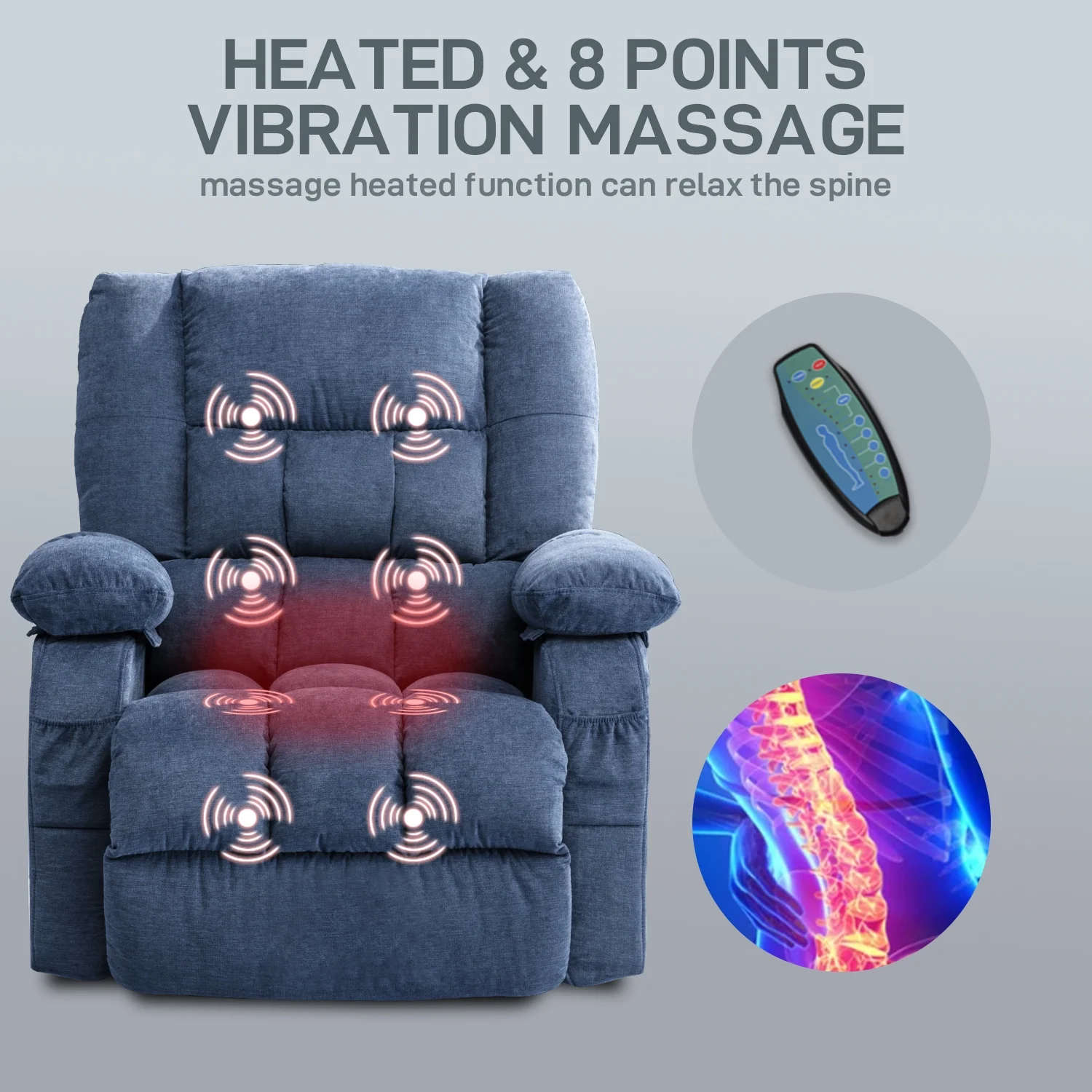 JONPONY Power Lift Recliner Chair Recliners for Elderly with Heat and Massage Recliner Chair for Living Room with Infinite Position and Side Pocket,USB Charge Port,Brown