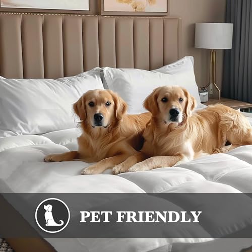 Pillow Top Mattress Topper Cal King Size - Quilted Fitted Waterproof Mattress Protector Stain Proof Mattress Pad Cover with 8-20 Inch Deep Pocket Down Alternative Fill (72x84 inch, White)