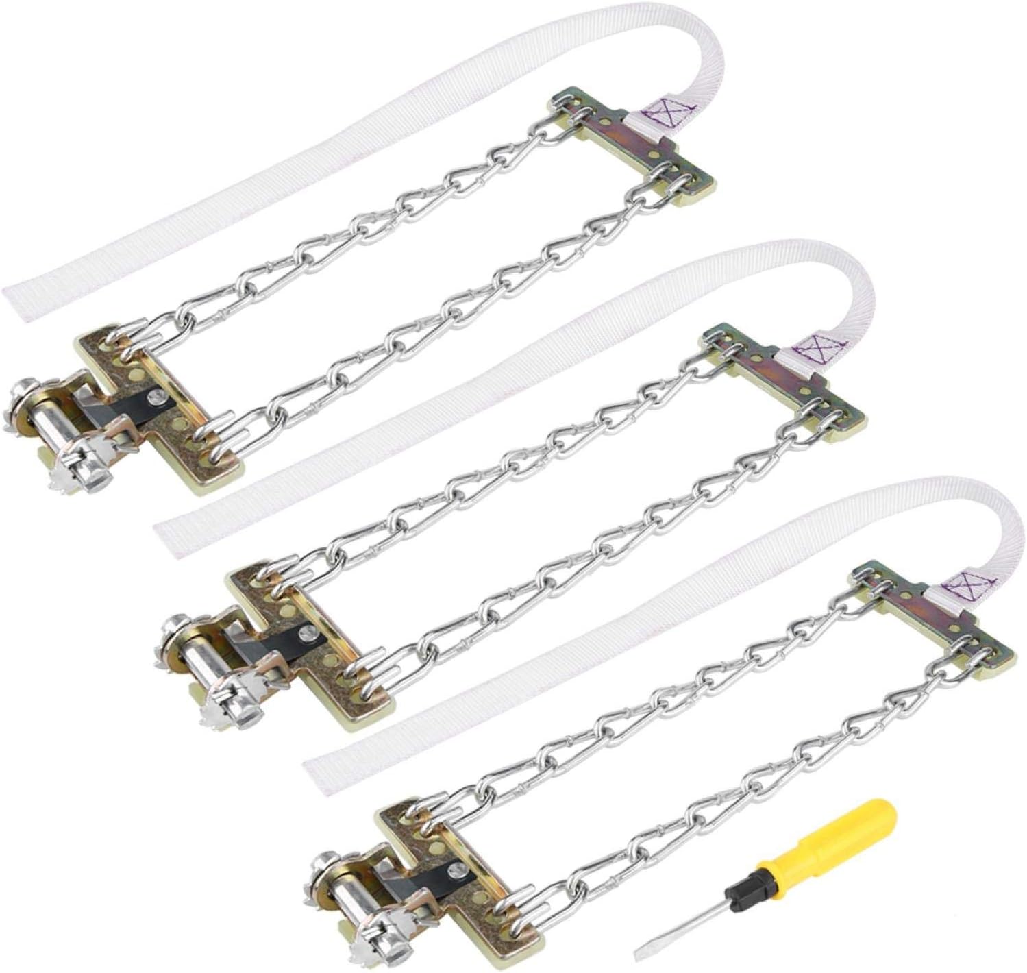 Steel Tire Chain, 3pcs Anti Skid Tire Chain Winter Security Tyre Belt Tire Chain Clips for Car Truck SUV(L)