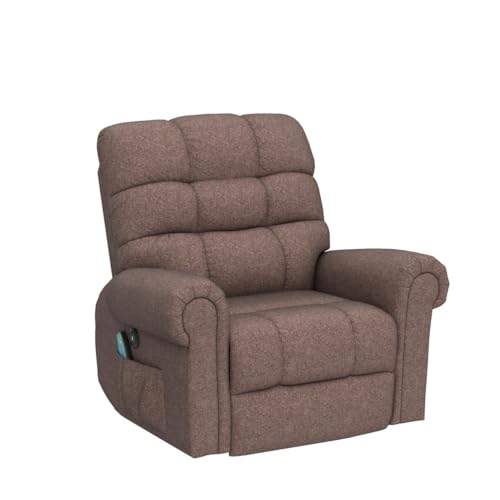 ANJ Large Power Lift Recliner Chair with Massage and Heat for Elderly Big People, Electric Wide Recliners, Heavy Duty and Safety Motion Fabric Reclining Mechanism with USB Ports, Side Pocket, Camel