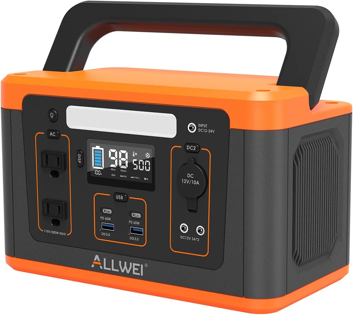 ALLWEI Portable Power Station, 280Wh Backup Lithium Battery, Regulated DC for mini Cooler, USB-C PD60W, 300W Pure Sine Wave AC Outlet Solar Power Generator for Outdoors Camping Travel Emergency