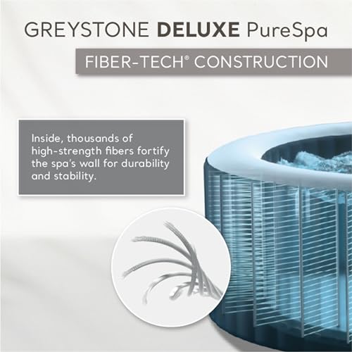INTEX 28451EP PureSpa Greystone Deluxe Spa Set: Includes Energy Efficient Spa Cover and Wireless Control Panel – Spa Control App – Built-in FastFill Inflation System – 6 Person Capacity – 77" x 28"